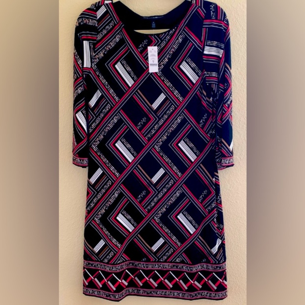 White House Black Market Auburn Black Brown Red Chemise Dress Medium NWT